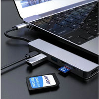 Base de Conexión 6 en 1, Adaptador de Concentrador USB Tipo C, Base de Conexión para Portátil, Puerto de Red, Concentrador USB Multipuerto, Concentrador USB Multifuncional