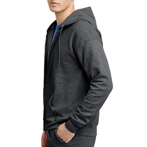 Sudadera con capucha y cremallera de peso pesado con logotipo personalizado al por mayor para hombre, sudadera básica de mezcla de algodón grueso y suave para invierno - Product Image 5