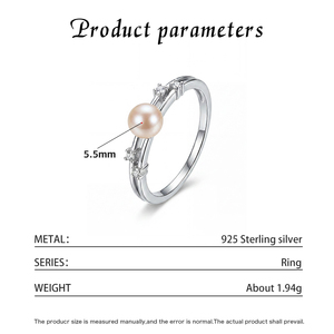 Copper Dainty Pink Freshwater Pearl <b>Ring</b> CZ Accent <b>Thin</b> Band Minimalist Pearl Jewelry for Women Daily Wedding Gift - Product Image 6
