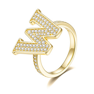 Luxury 18K <b>Gold</b> Plated Moissanite <b>Cocktail</b> <b>Ring</b> Letter D Pave Setting Round Brilliant Cut 925 Silver Unisex Jewelry - Product Image 6