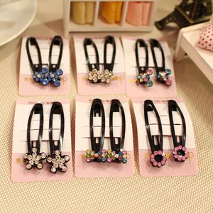 Rhinestone Black Hair <b>Clip</b> Side <b>Clip</b> With Crystal Flower Design Daily Wear Metal Headdress Accessory - Product Image 1