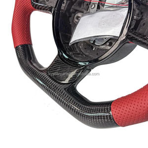 Volante de Coche de Cuero Rojo Perforado con Fibra de Carbono Negra y LED para <span class=keywords><strong>Audi</strong></span> <span class=keywords><strong>Q</strong></span> C8 A1 A3 A4 A5 A6 A7 A8 B6 B7 B8 B9 C6 C7 TT R8 - Product Image 5