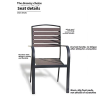 Ensemble de salle à manger d'extérieur moderne et simple en acier au carbone, résistant à l'eau, au soleil et à la corrosion, table et chaises pour balcon, mobilier d'extérieur