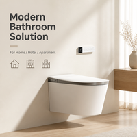 Nouvelle toilette intelligente à nettoyage automatique avec capteur de chasse d'eau, cuvette allongée, fixation murale, évacuation en P, télécommande incluse, siège chauffant