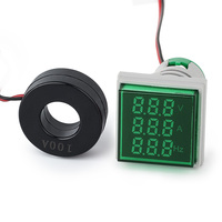 Voltmeter 3-In-1 Display Hijau Tahan Air Meteran Frekuensi Ammeter