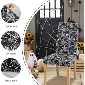 Conjunto moderno de Halloween, 4 fundas elásticas para silla Parsons, fundas para sillas de comedor para el hogar, decoración para banquetes, decoraciones para fiestas, Stock - Product Image 4