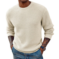 Pull à col rond pour homme en fibre acrylique de couleur unie, à manches longues, avec une grande élasticité, pull à col rond pour homme OEM