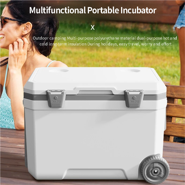 Multi-Size Rolling Cooler Box 30L-120L 360 Wheels Thermal Heat Preservation Food-Grade Material Wine Camping Vending Road Trip