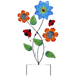Fleurs artificielles, piquet de jardin en métal avec coccinelles, décoration extérieure, fer peint, durable, résistant aux intempéries - Product Image 5