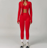Ensemble de yoga 3 pièces pour femme : veste courte, brassière de sport à bretelles spaghetti, leggings taille haute – Tenue de sport et fitness