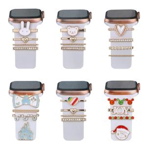 Per <span class=keywords><strong>Apple</strong></span> <span class=keywords><strong>Watch</strong></span> Band diamante metallo Charms gioielli ornamento <span class=keywords><strong>accessori</strong></span> colorato cartone animato animale cinturino in Silicone anello decorativo - Product Image 1