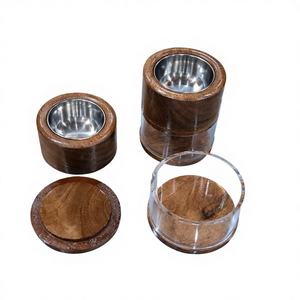 Brûleur d'encens Bakhoor aromatique en bois de manguier Madkhan arabe moderne, fait main, écologique, avec rangement transparent, Bela Artisan Summer - Product Image 1