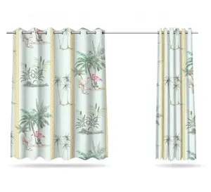 Rüzgar geçirmez 100% Polyester karartma perdesi Flamingo desen baskı ev yatak odası perde panelleri