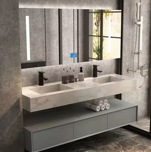 Meuble de salle de bain confortable avec plan de travail en granit, meuble de salle de bain complet et vasque - Product Image 4