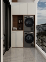 Armoire à linge moderne et étanche avec grande capacité de rangement pour zone de lavage d'appartement