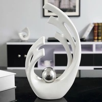Décoration d'intérieur moderne et luxueuse en porcelaine plaquée or blanc, meuble TV, porche, boule dorée en céramique, ornements pour le salon