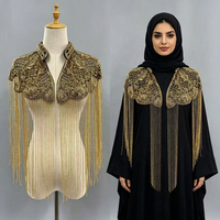 Nouvelle Cape à Franges Dorées Brodé de Luxe ODM 2026, Châle d'Épaule pour Mariage et Soirée, Accessoire d'Abaya