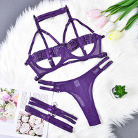 Ensemble soutien-gorge Sexy pour femmes, sous-vêtements Sexy, culotte Bandage, jarretière, robe, soutien-gorge, vêtements exotiques, collection 1219