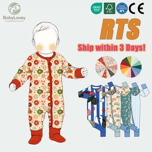 Babylovey Atacado de Macacões e Pijamas de Bebê de Natal em Bambu, Body de Recém-Nascido Longo com Zíper YKK de 2 Vias, Baixo MOQ - Product Image 1