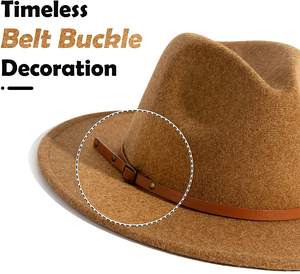 Fez beaver – chapeau classique en feutre de laine à large bord pour femme et homme, accessoire de cowboy, prix d'usine, vente en gros - Product Image 4