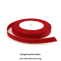 Bobine de ruban en polyester coloré décoratif DIY de 22m, bord doré de 1cm de large, pour boîte-cadeau, regroupement de fleurs, ruban coloré pur