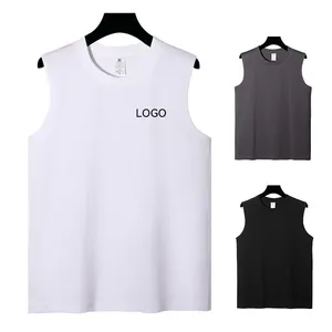 Wholesale Custom Logo Cotton Running Singlet Muscle Athletic Shirts Sleeveless Fitness Wear Workout Men Gym Tank Top