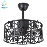 Ventilateur de plafond D019 avec moteur DC, télécommande, 46 cm, 5 pales, lumière LED, design épuré