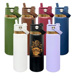 Double Wall Stainless Steel Leak Proof Portable 20oz Insulated Water <b>Bottle</b> with 2-in-1 Straw and Spout Lid - Product Image 1