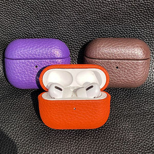 DL logo personnalisé PU cuir batterie charge sans fil écouteur housse de protection pour <span class=keywords><strong>AirPods</strong></span> pro pour iPhone PU galet grain - Product Image 6