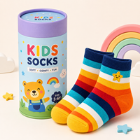 OEM/ODM Chaussettes pour enfants Songren, emballage en tube en papier, coton peigné écologique, motif rayé, personnalisable, expédition immédiate