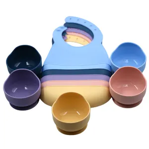 First Stage Kid Feeding Tool Dining Utensils Bulk Silicone Baby Suction Bowls Set for toddlers