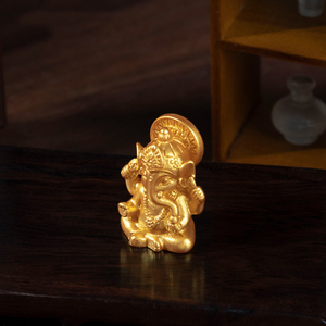 Tượng voi phong thủy nhỏ may mắn Đông Nam Á, tượng voi vàng 3D, tượng Ganesha bằng nhựa, đồ thủ công trang trí - Product Image 5
