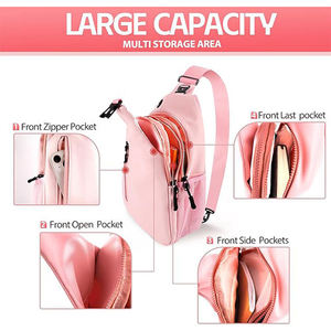 Custom Waterproof Nylon <b>pink</b> Messenger Sling Daily Carry Fashion Simple Shoulder Outdoor Chest <b>Crossbody</b> <b>Bag</b> for Women - Product Image 4