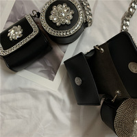 Vente chaude mini petit designer dames strass bandoulière course diamant ceinture en cuir sac banane pochette taille sac pour les femmes