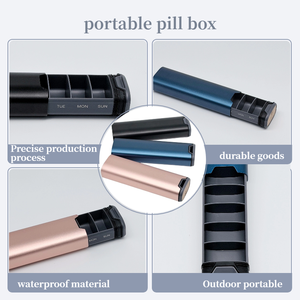 Organizador semanal de pastillas de 7 días-Pastillero de gran capacidad de aluminio y madera elegante de primera calidad para suplementos, pastillas y vitaminas. - Product Image 3