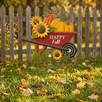 Estacas de Metal con Diseño de Águila Esquelética Sentada en Lápida, para Decoración de Acción de Gracias, Tema de Girasoles y Bienvenida de Otoño, para Horror Postapocalíptico