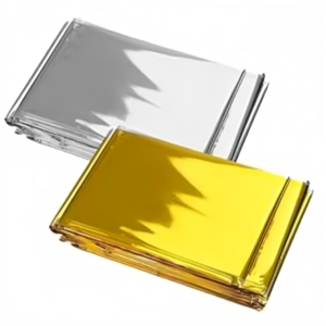 Couverture Thermique <span class=keywords><strong>de</strong></span> Survie d'Urgence 71002 220x140cm en Mylar Imperméable Réfléchissant avec Poids Intégrés pour Utilisation Extérieure - Product Image 1