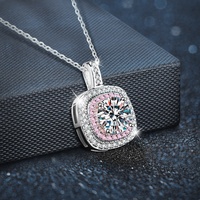 Collier pendentif en moissanite plaqué or rose en argent sterling 925 pour femme, motif cube de sucre, tendance, inaltérable, chaîne simple pour clavicule