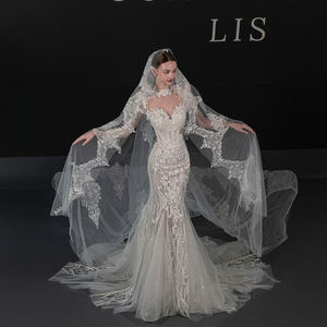 Robe de mariée sirène élégante Jancember GT157 avec <span class=keywords><strong>voile</strong></span>, dentelle brodée et <span class=keywords><strong>décolleté</strong></span> cœur - Product Image 1