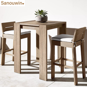 <span class=keywords><strong>Mesa</strong></span> y silla de <span class=keywords><strong>Bar</strong></span> alto de madera de teca de estilo moderno, muebles de exterior duraderos para hoteles, hogar, bares, parques, patios, salas - Product Image 1