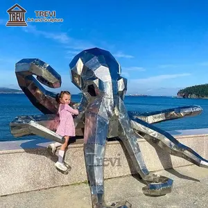 Public Installation Sculpture Art Large Stainless Steel Octopus Statue Ornament