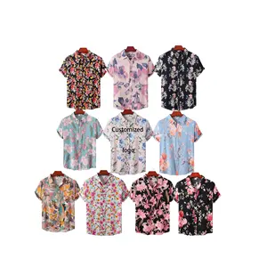 Factory supplier custom art rayon fashion hawaiian printing short sleeve floral shirt for men men's beach t-shirt