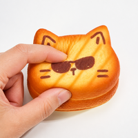 Jouet Squishy en forme de chat à remontée lente, motif sandwich et imprimé lunettes de soleil, anti-stress, cadeau de bureau