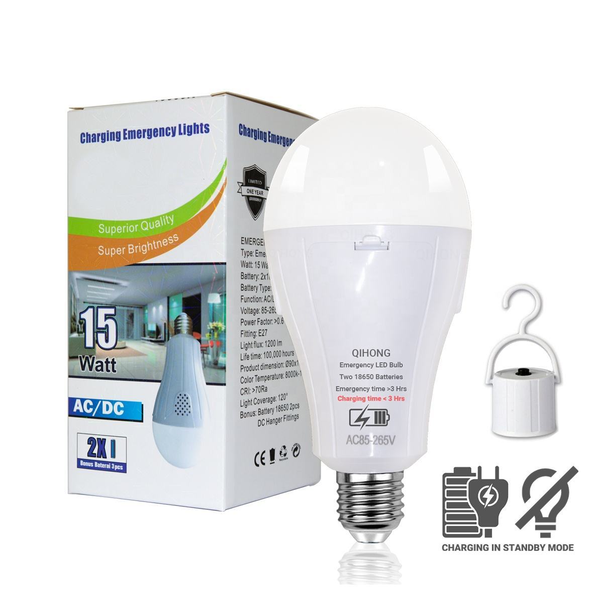 LED Emergency Bulbs Rechargeable Remote/Manual Control Smart ACDC Dimmable 15W FCC Certified 3500K/5000K B22/E26/E27 Base 2-Year