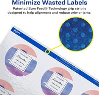 Étiquettes adhésives imperméables durables, technologie Sure Feed, diamètre de 2,5 pouces (6,4 cm), compatibles avec les imprimantes laser à encre pour l'emballage