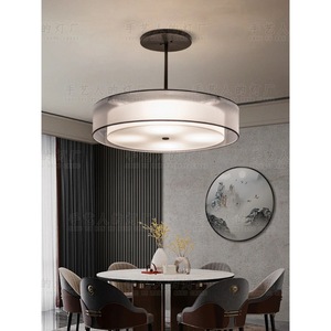 Lampe LED suspendue ronde en tissu, design minimaliste moderne, 50cm, 60cm, 80cm, pour salon, chambre à coucher, salle à manger, salon de thé, bureau - Product Image 1