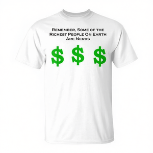 T-shirt unisexe pour adulte à manches courtes et col rond, imprimé en sérigraphie avec symboles monétaires et citation pour nerds, t-shirt promotionnel - Product Image 3