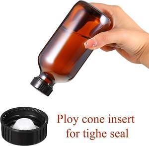 Bouteille en verre ronde de Boston de 8 oz avec bouchon en polyéthylène noir, bouteille en verre ambré brun pour l'extrait de <span class=keywords><strong>vanille</strong></span> <span class=keywords><strong>maison</strong></span>, l'huile essentielle - Product Image 3