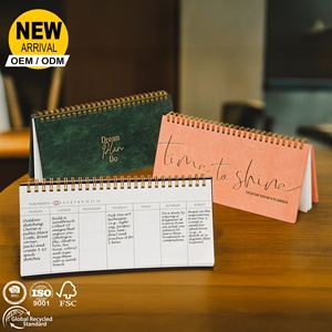 Agenda hebdomadaire non daté en cuir PU à spirale pour bureau, petit format, 54 semaines, logo personnalisé, organisateur OEM ODM, carnet à rabat - Product Image 1