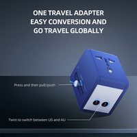 Adaptateur de voyage universel pour ordinateur portable PD avec 1 port USB-C et ports USB, matériau GaN, sortie 20W pour la charge mondiale